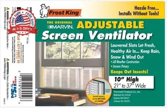 Frost King AWS1207SP WB Marvin Ventilators with Screens, 10″ High, Fits 21-37″ W