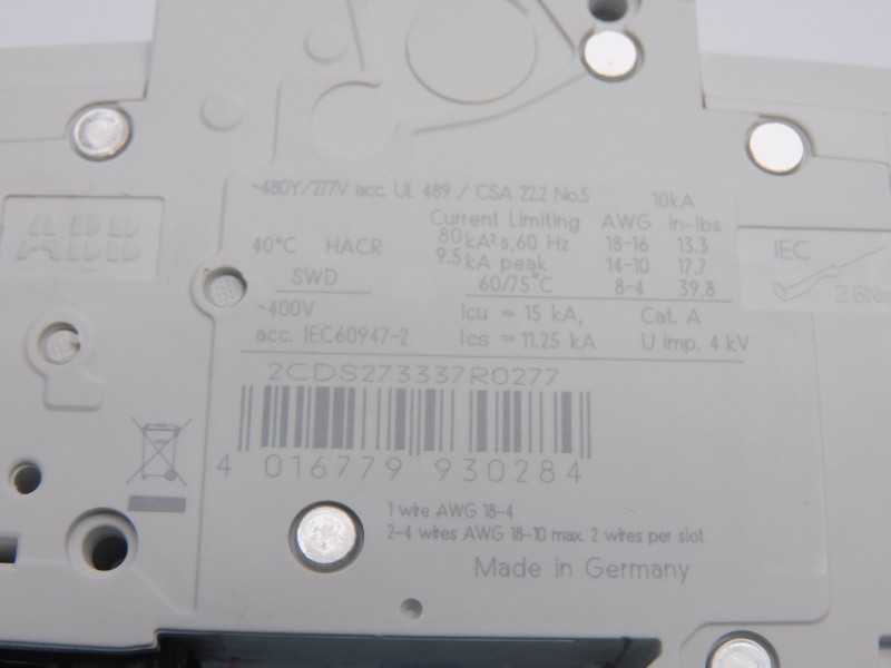 ABB 2CDS273337R0277 SU203MK2A 277V 2A NSNP