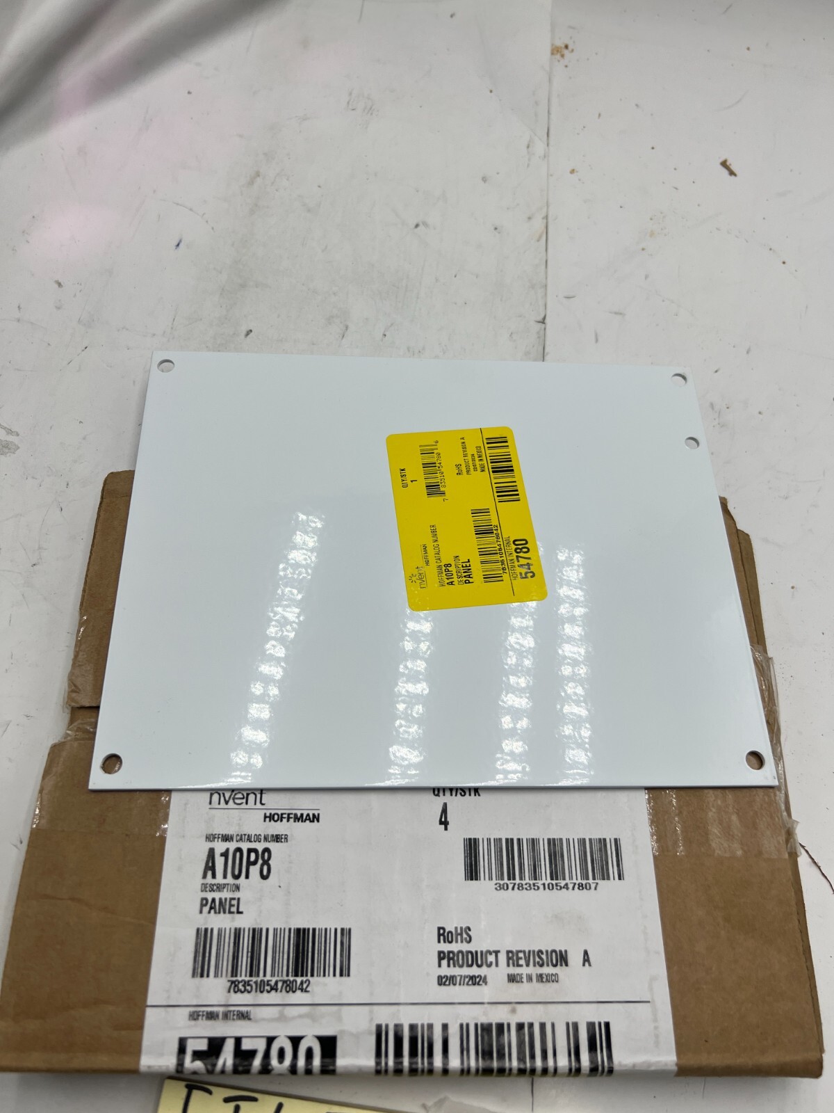 (Pack of 4) nVent Hoffman Panel for Junction Box Mild Steel White 10″ x 8″ A10P8