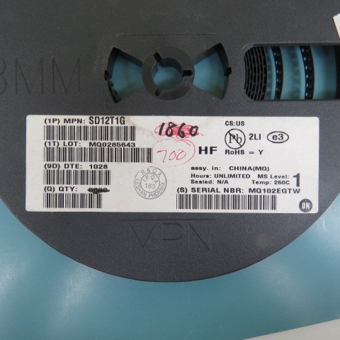 ONSEMI SD12T1G Qty of 500 per Lot TVS DIODE 12VWM 19VC SOD323