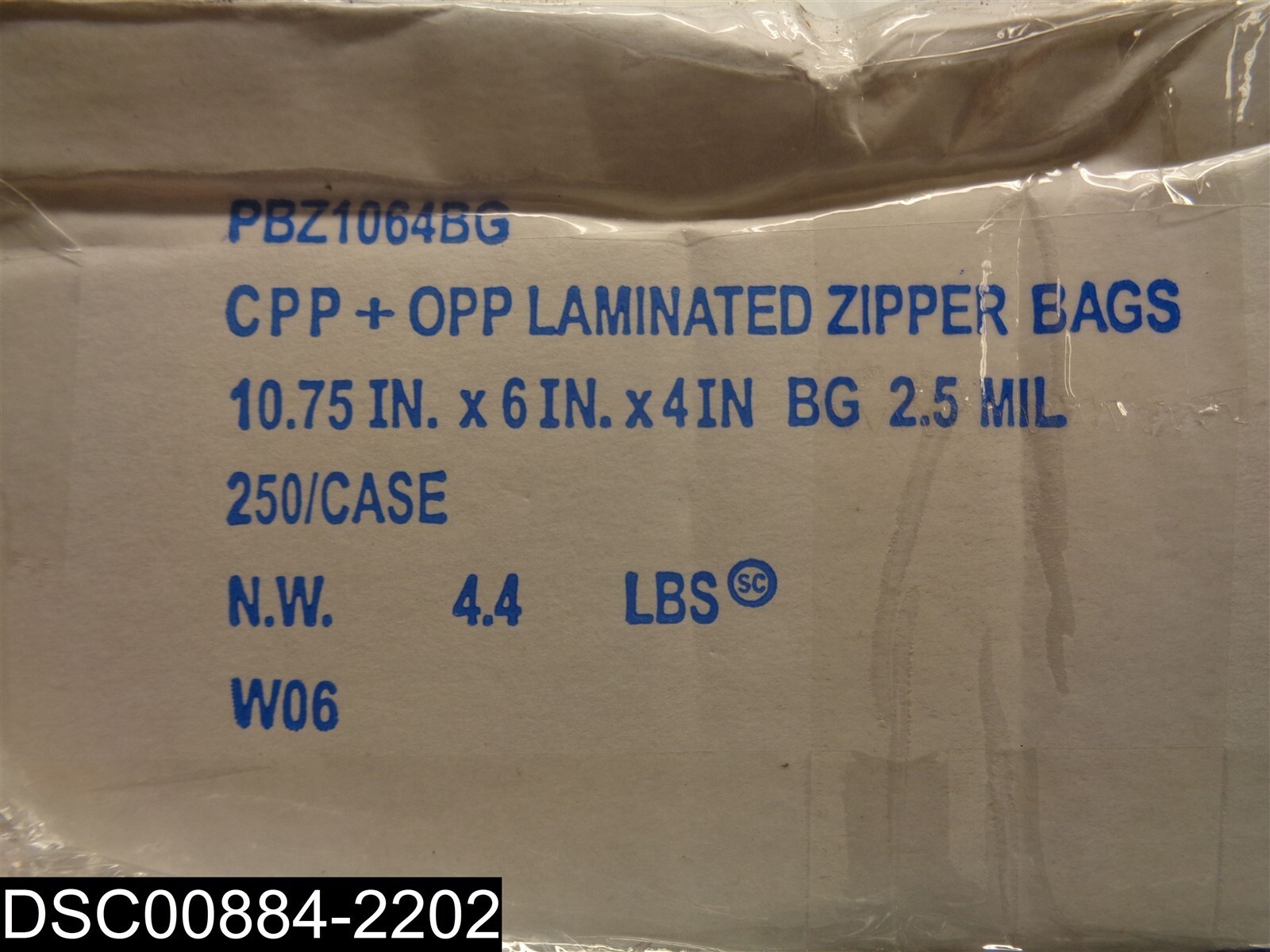 QTY=250: PBZ1064BG 10.75 x 6 x 4 Inch 2.5mil Zipper Bags