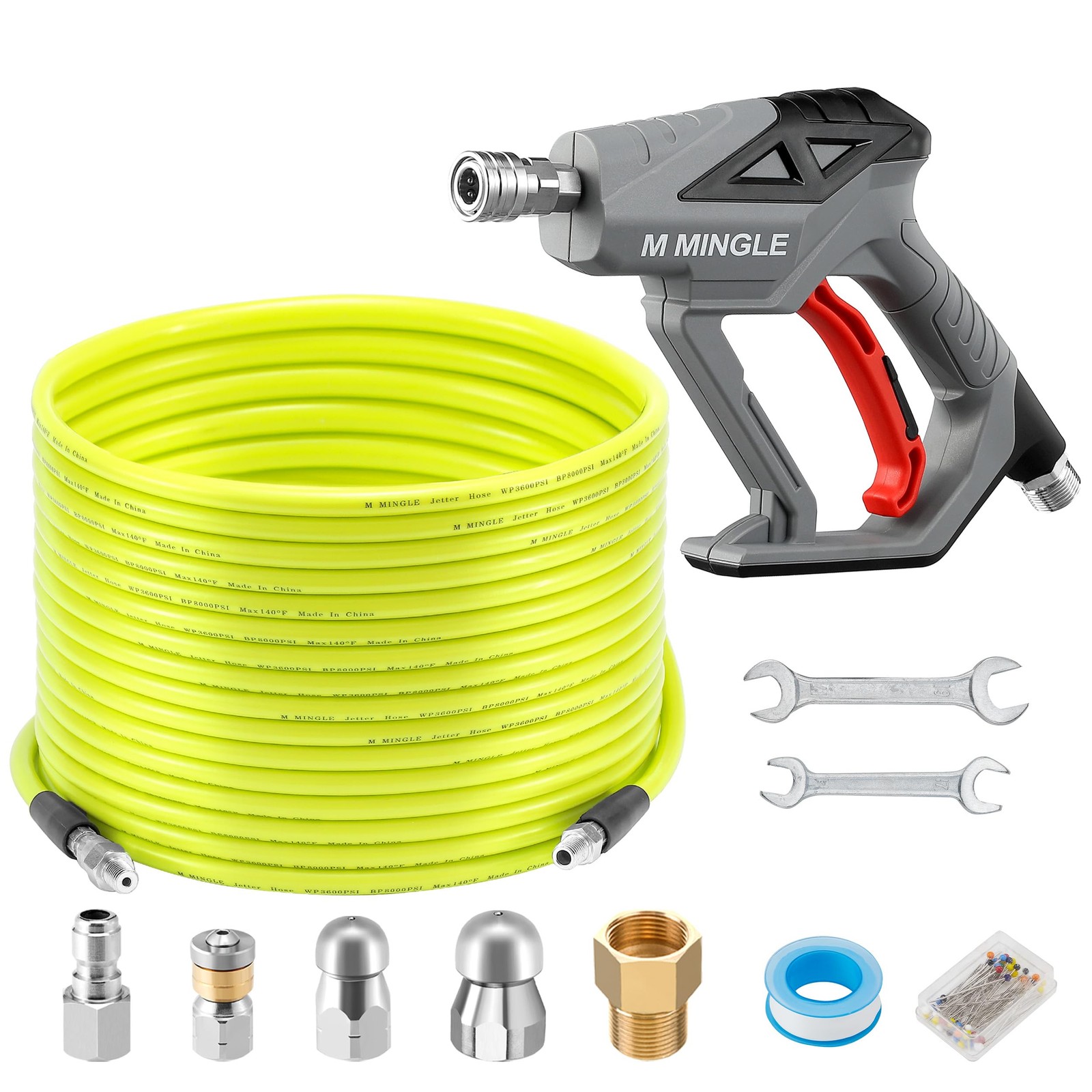 Sewer Jetter Kit for Pressure Washer 100FT, Drain Cleaner Hose with Power Washer