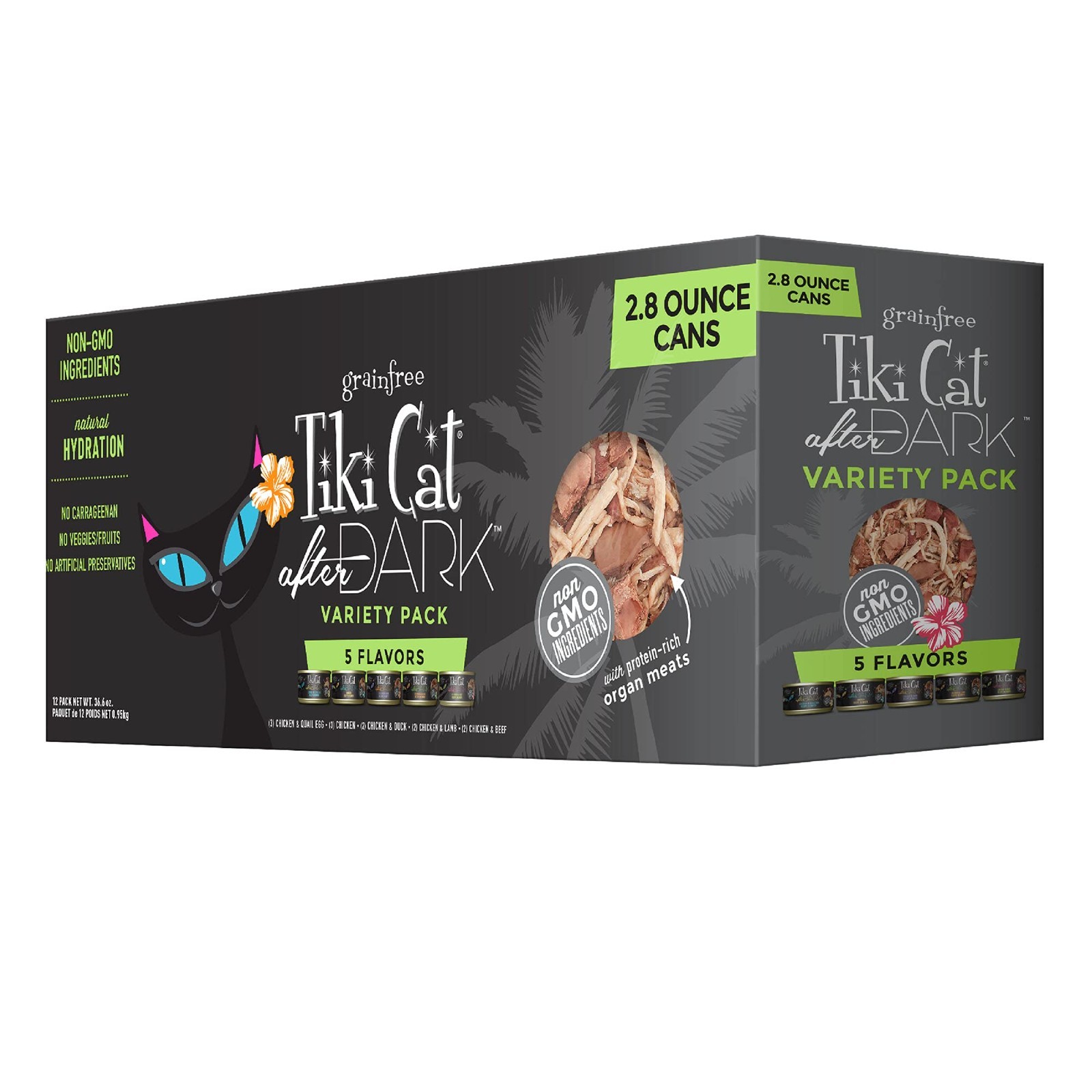 2 PACK Tiki Cat After Dark Wet Cat Food, Variety Pack, 2.8 oz. Cans (12 Count)