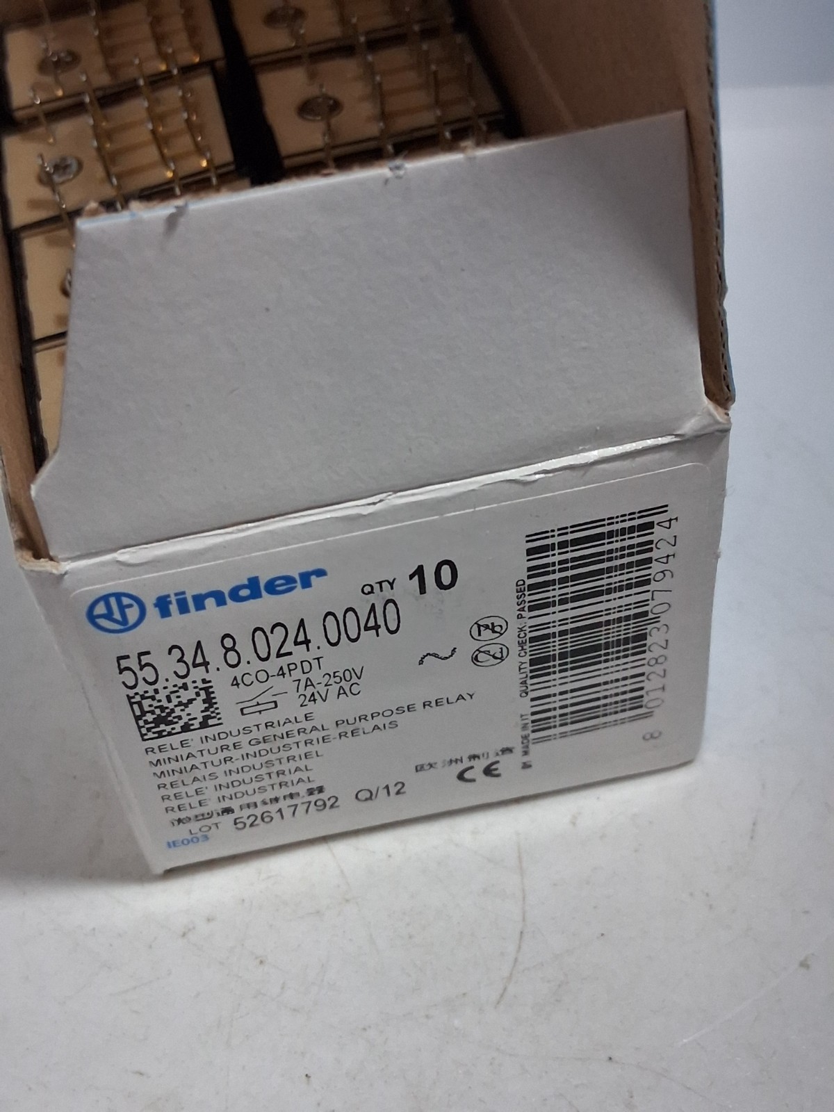 FINDER 55.34.8.024.0040 MINIATURE INDUSTRIAL RELAY 4CO-APDT 7A 250V 24VAC NIB