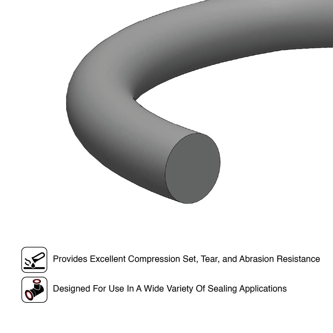 Viton O-Ring, 75A Durometer, Black, 3/4″ ID, 7/8″ OD, 1/16″ Width Pack of 100