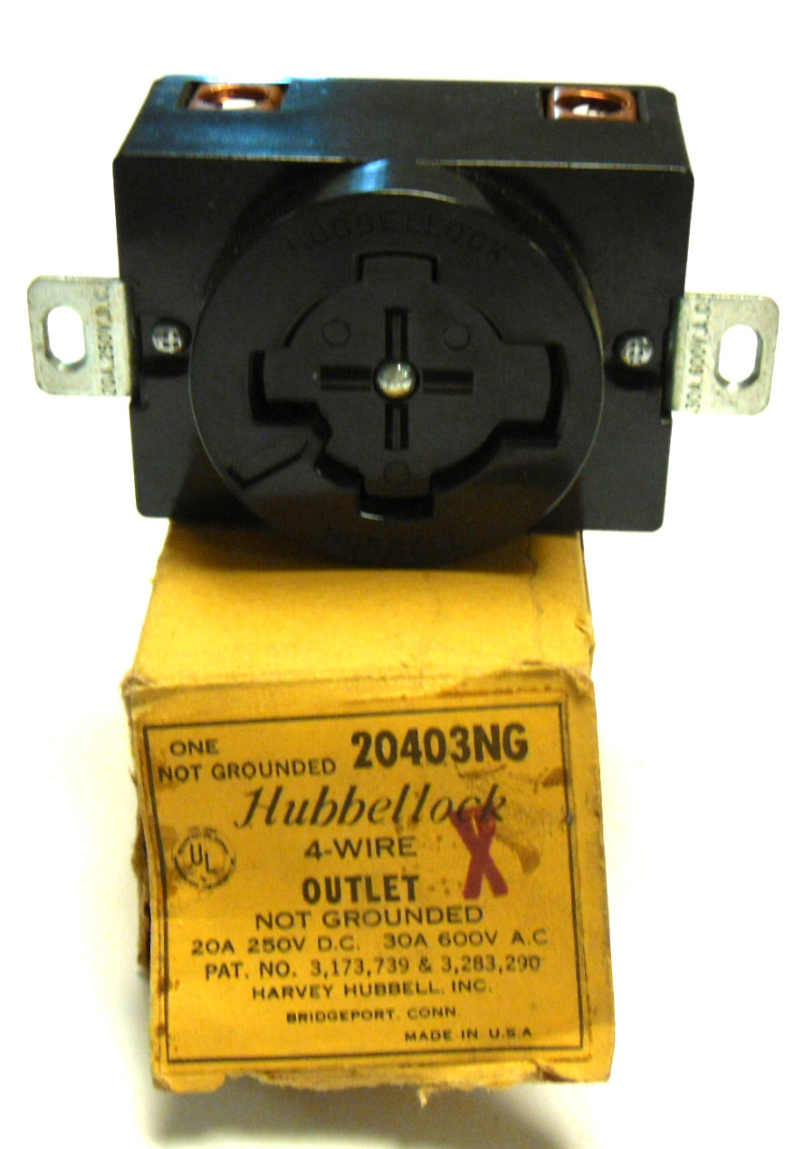 NEW IN BOX HUBBELLOCK 20403 OUTLET 4 WIRE NOT GROUNDED 30A 600V 20403NG