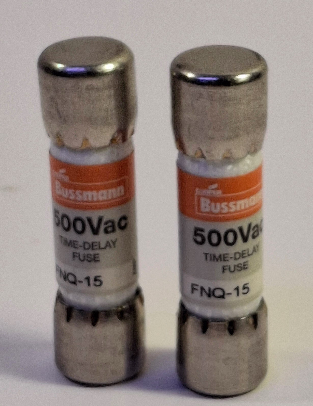 2 NEW BUSSMANN FNQ-15 500VAC TIME DELAY FUSES NNB ***MAKE OFFER***