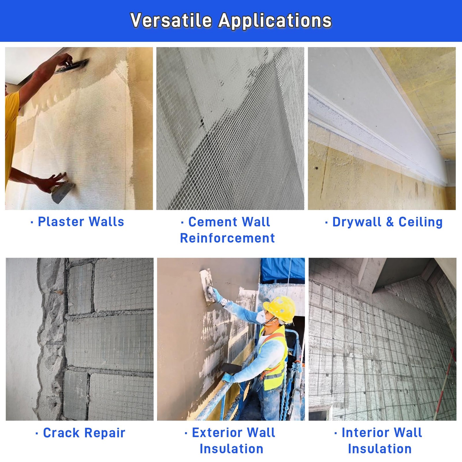 Fiberglass Mesh Roll 3.2×164 FT Plastering Mesh for Wall Crack Repair, Alkali…