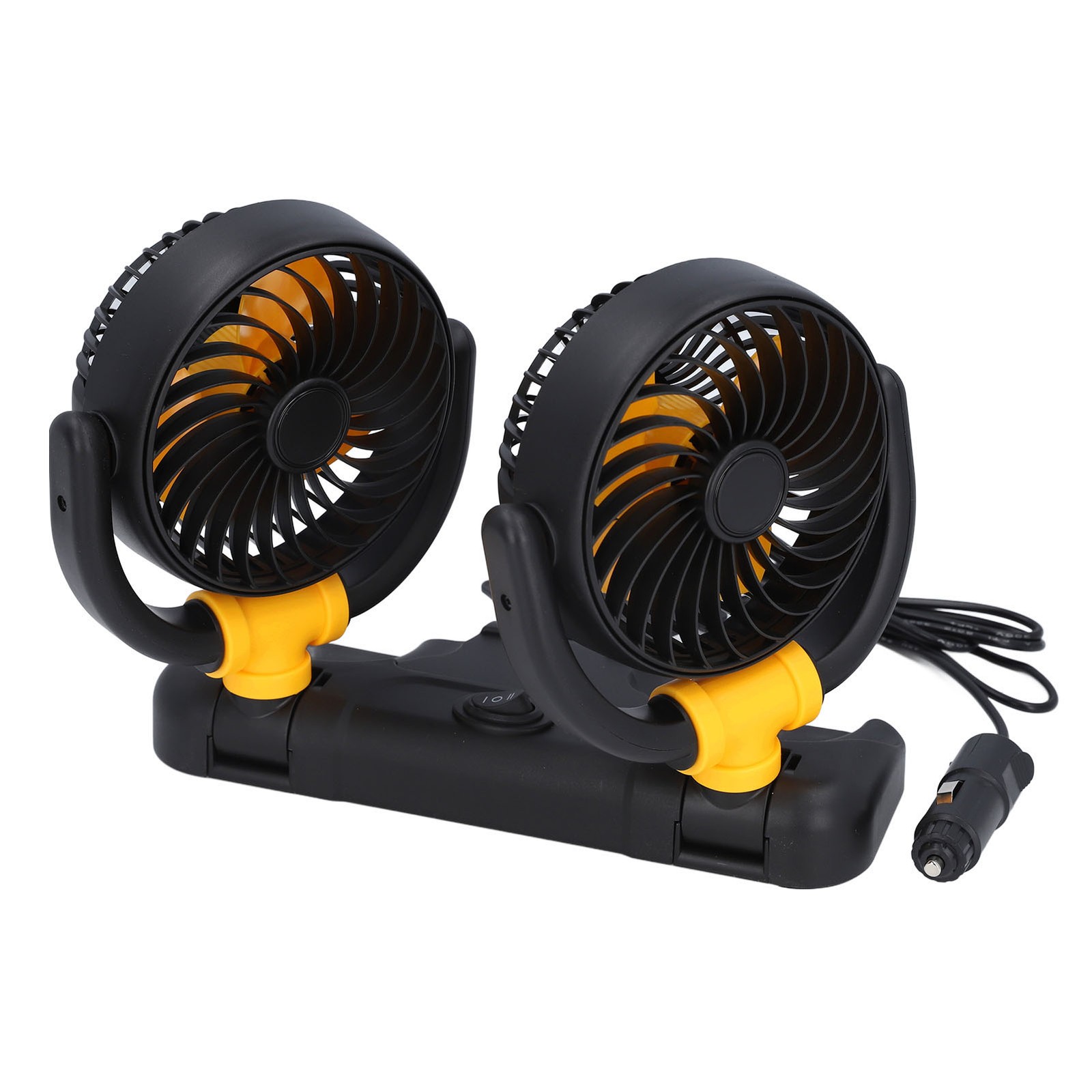 DC12V Dual Head Car Fan Adjustable 2 Speed 360° Rotation Dashboard Mount f3w2
