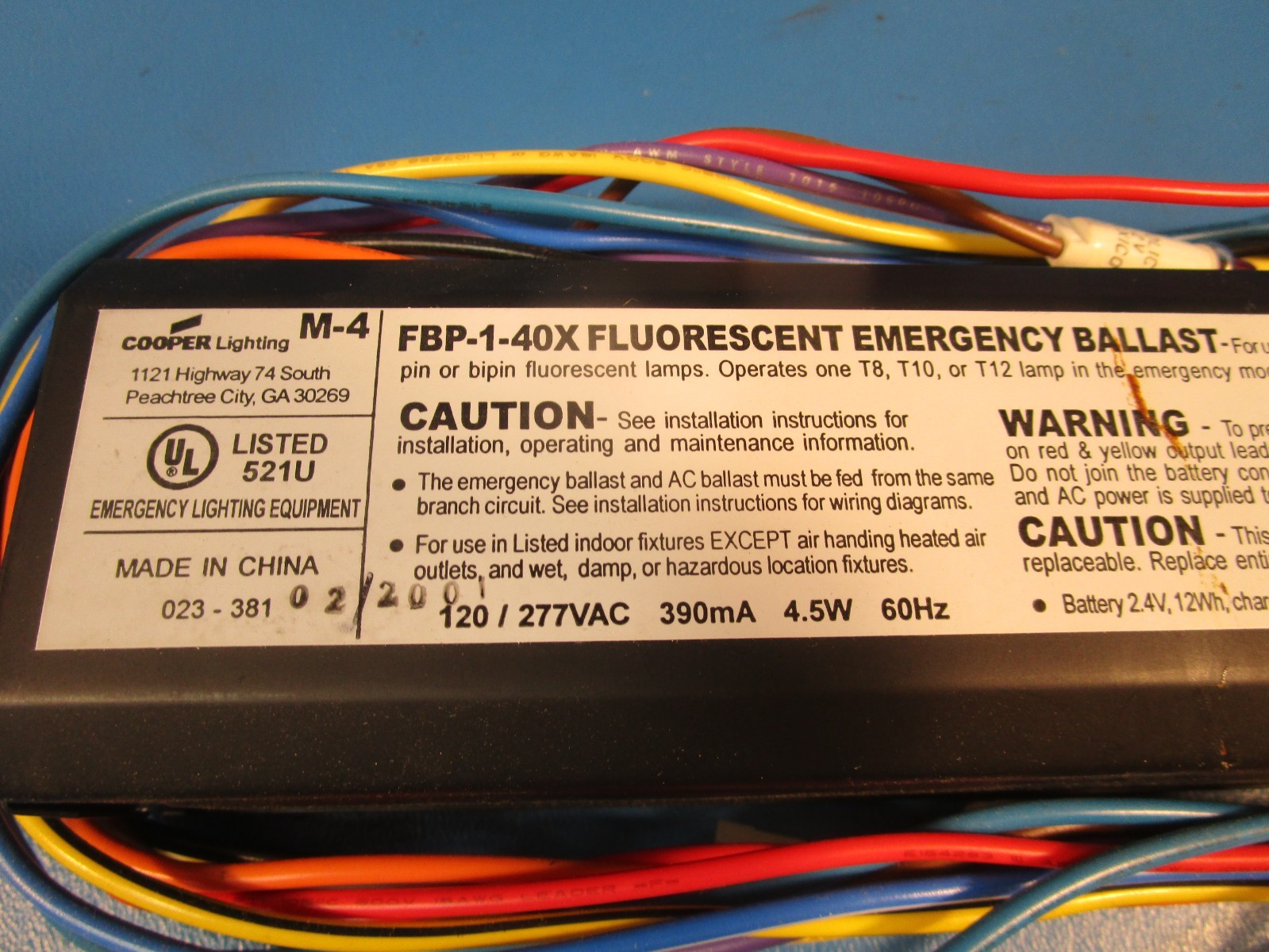 Cooper FBP140X SURE-LITES Fluorescent Emergency Ballast (845)