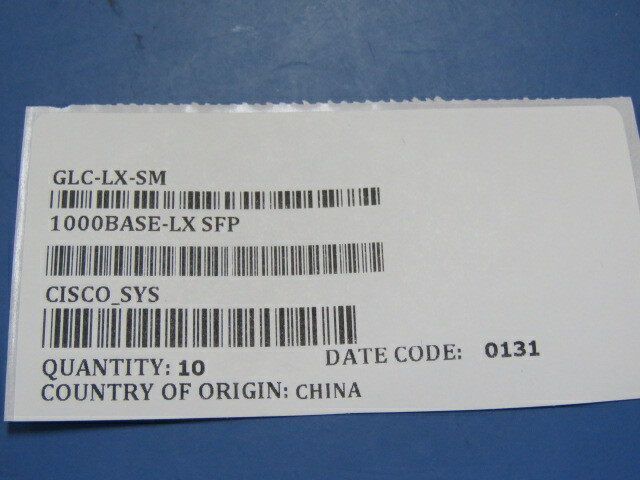 CISCO SYSTEMS GLC-LX-SM Qty of 1 per Lot SINGLE MODE TRANSCIEVER; 1000BASE-LX S