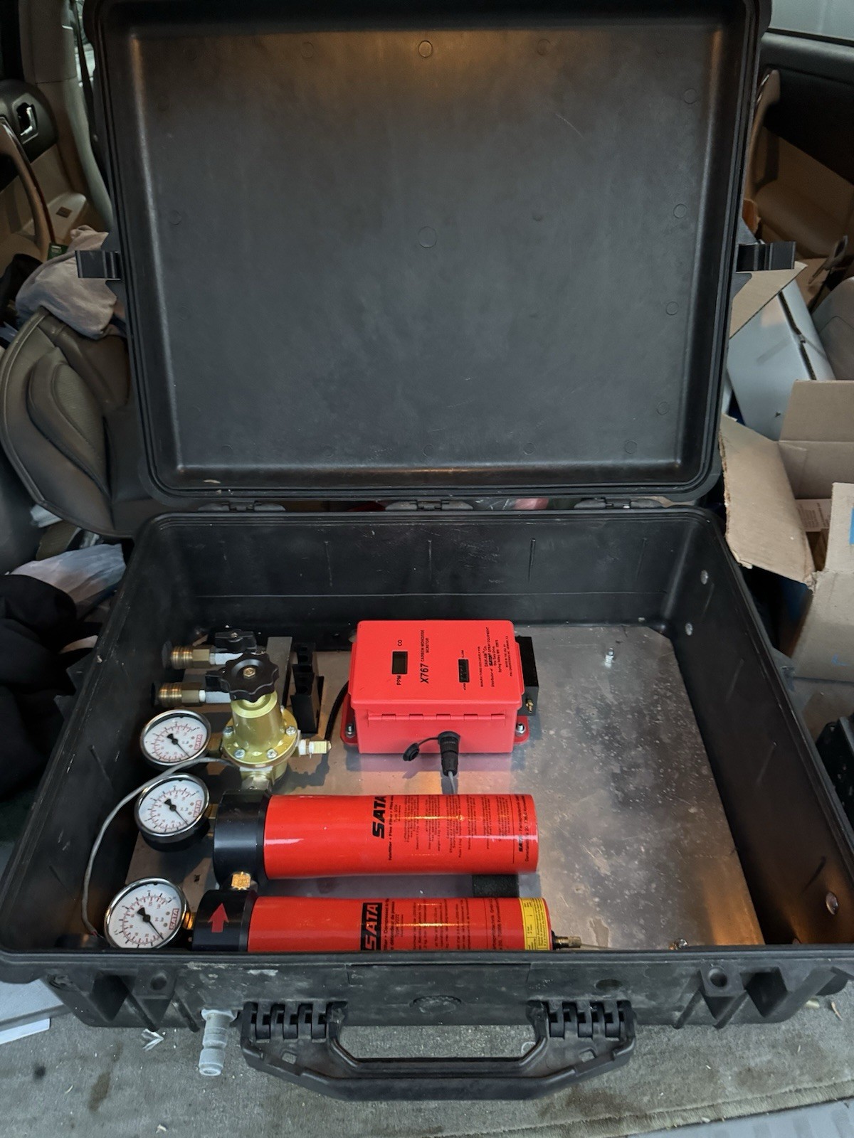 SATA MOBILE SPRAY FILTER SYSTEM +X767 CARBON MONOXIDE MONITOR IN AIR TIGHT CASE
