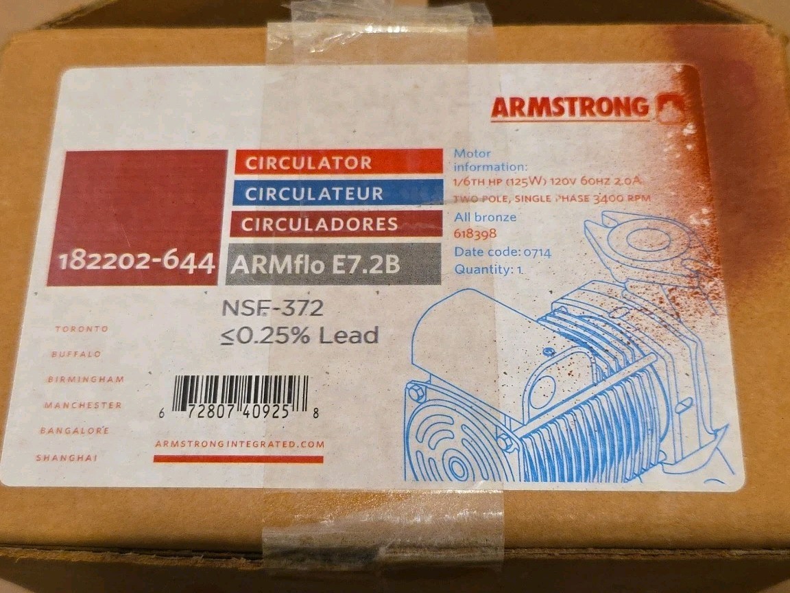 Armstrong 182202-644 1/6 HP Bronze Circulator Pump 120V