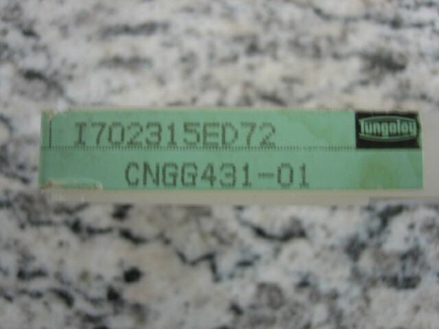 TUNGALOY CNGG431-01 INSERT FOR HI PROD. STEEL/CAST IRON – SEE DESCRIPTION