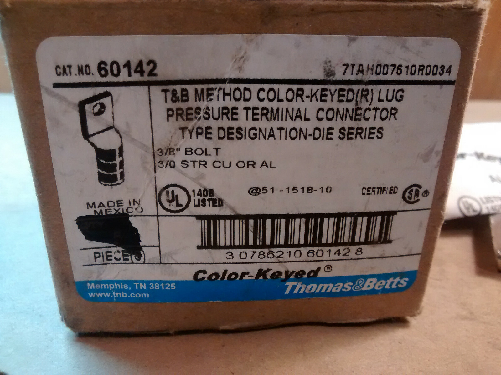 4 T&B Color Keyed Lug Pressure Terminal Connect 3/8″ Bolt 3/0 Str CU or AL 60142