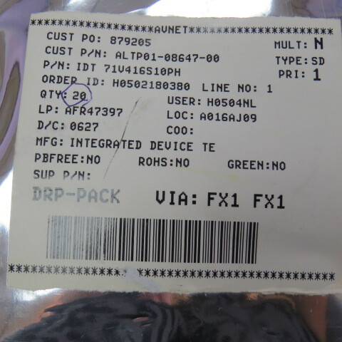 IDT IDT71V416S10PH Qty of 4 per Lot IC SRAM 4MBIT 10NS 44TSOP