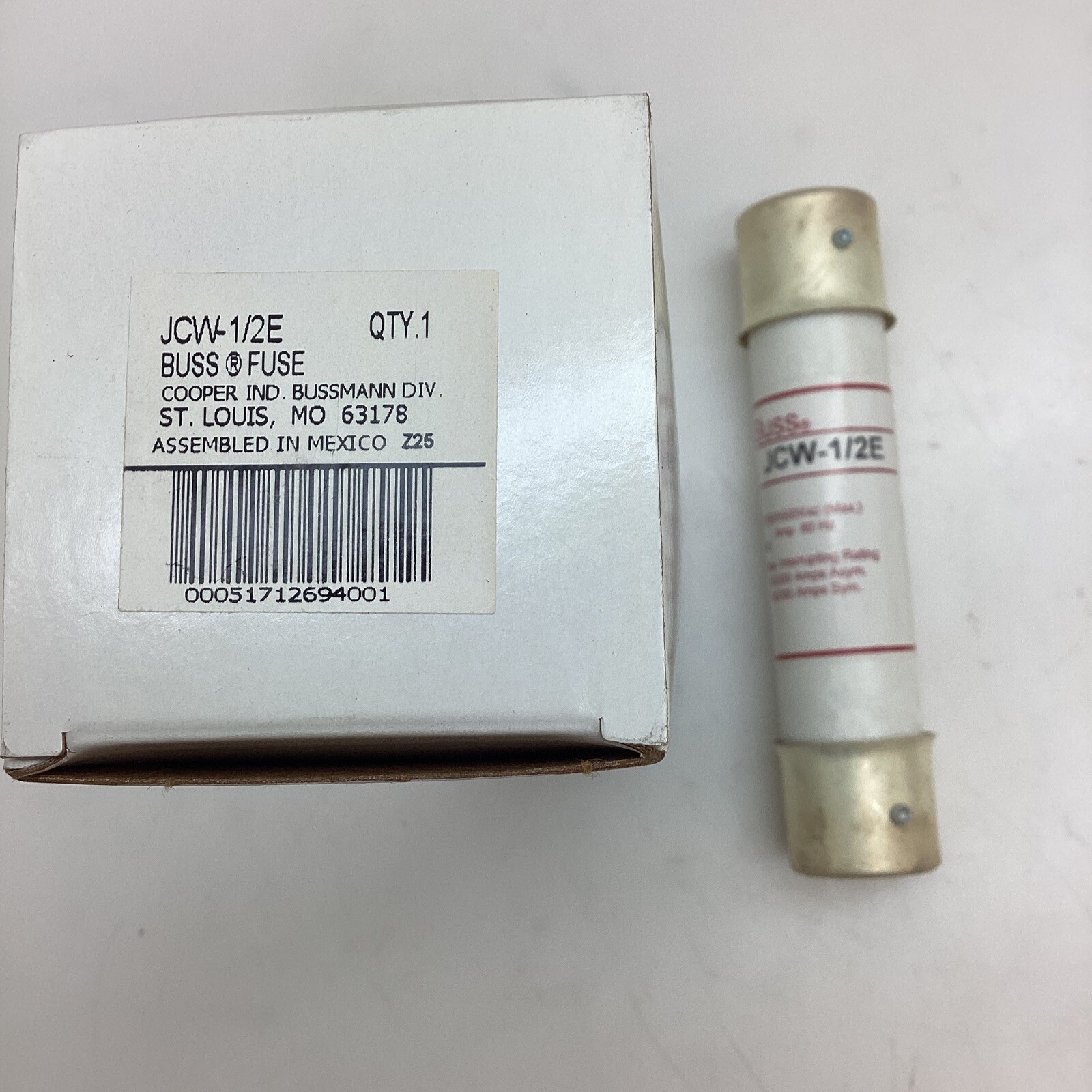 Cooper Bussman Buss JCW-1/2E FUSE 1/2 AMP 2750/5500V-AC 60HZ (CL115)