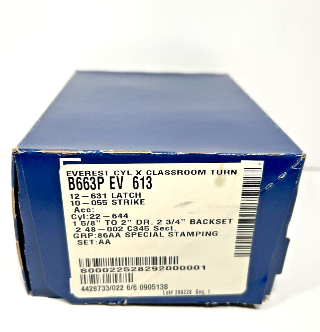 SCHLAGE B663P EV 613 Everest CYL X Classroom Turn NOS Bronze