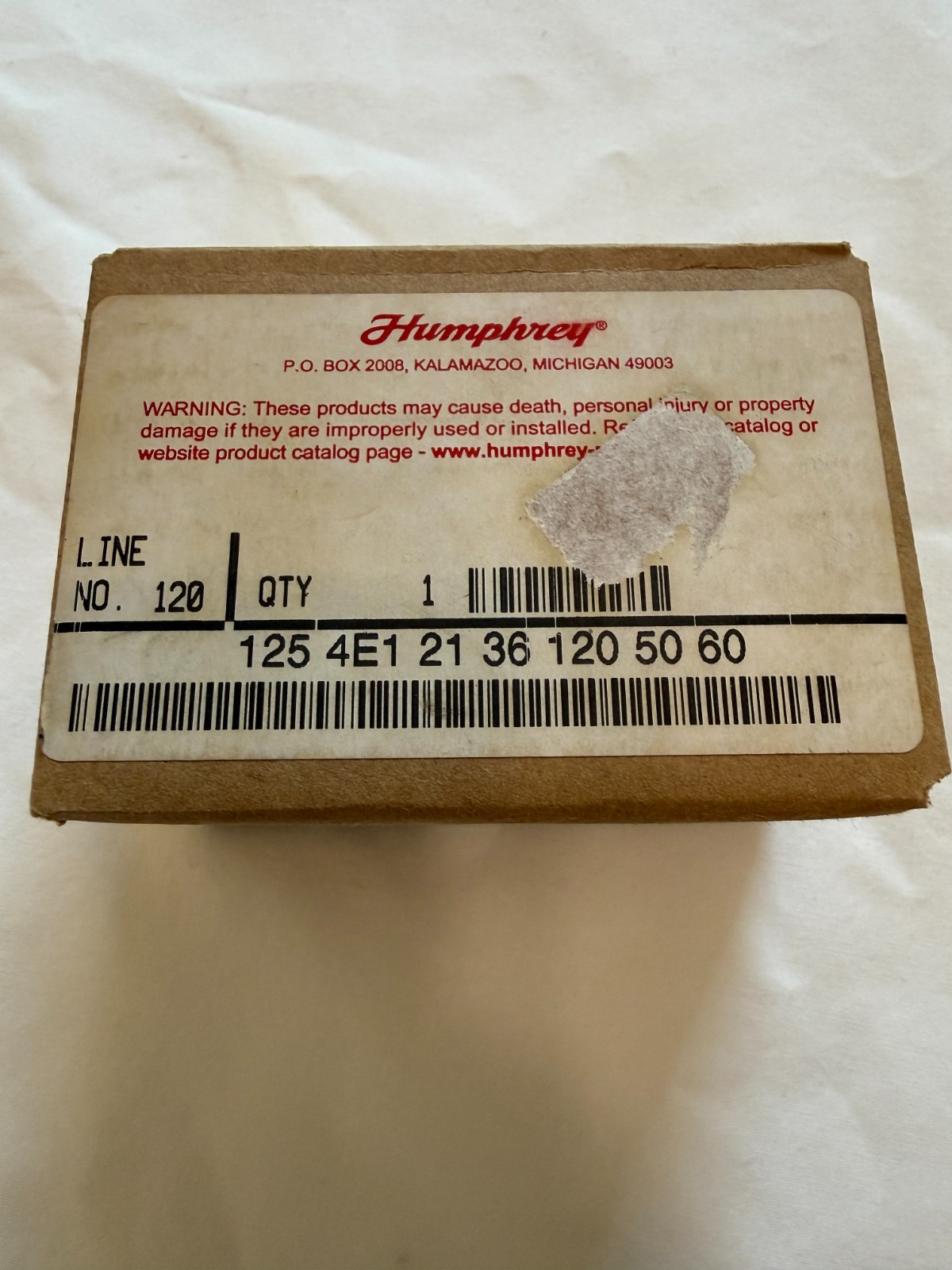 125-4E1-21-36-120VAC 50/60 Humphrey Products Pneumatic Directional Valve NEW