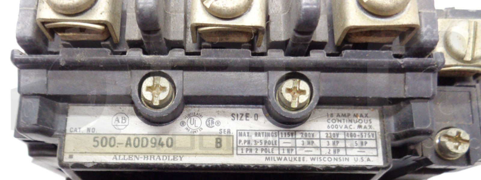 ALLEN BRADLEY 500-AOD940 /B CONTACTOR 500-A0D940 W/ CB236 W/ 40410-326-51