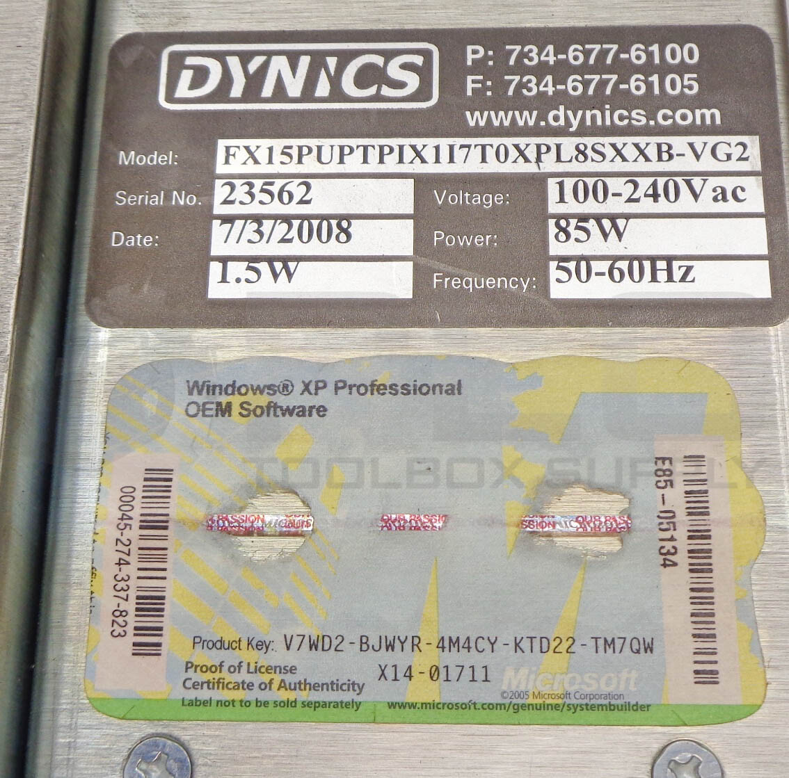 DYNICS FX15PUPTPIX1I7T0XPL8SXXB-VG2 OPERATOR INTERFACE PANEL