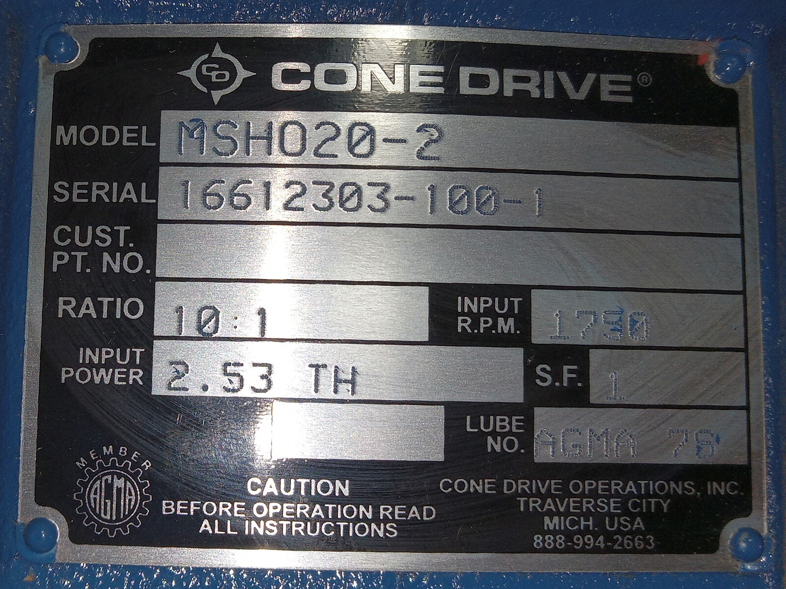 1 NEW CONE DRIVE MSHO20-2 RATIO 10:1 TEXTRON SPEED REDUCER NNB ***MAKE OFFER***