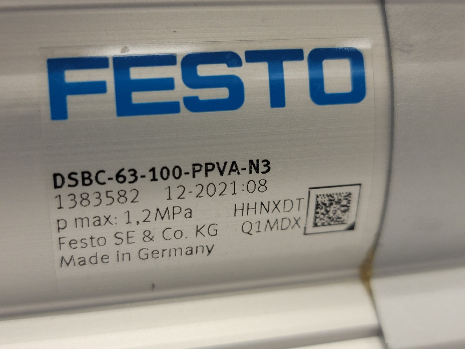 Festo DSBC-63-100-PPVA-N3 ISO Cylinder, 100mm stroke