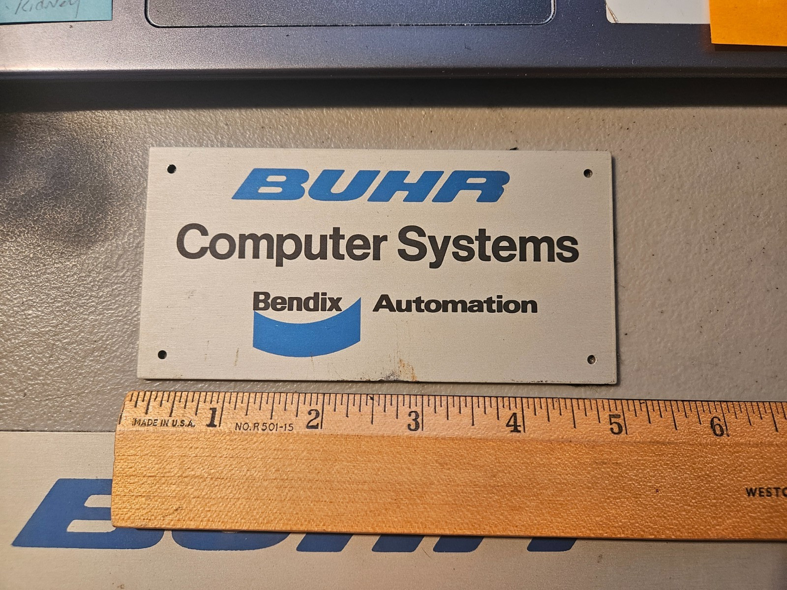 2 – BUHR COMPUTER SYSTEMS BENDIX AUTOMATION EMBLEMS / SIGNS 1-1-X5″ & 1-5X2.5″