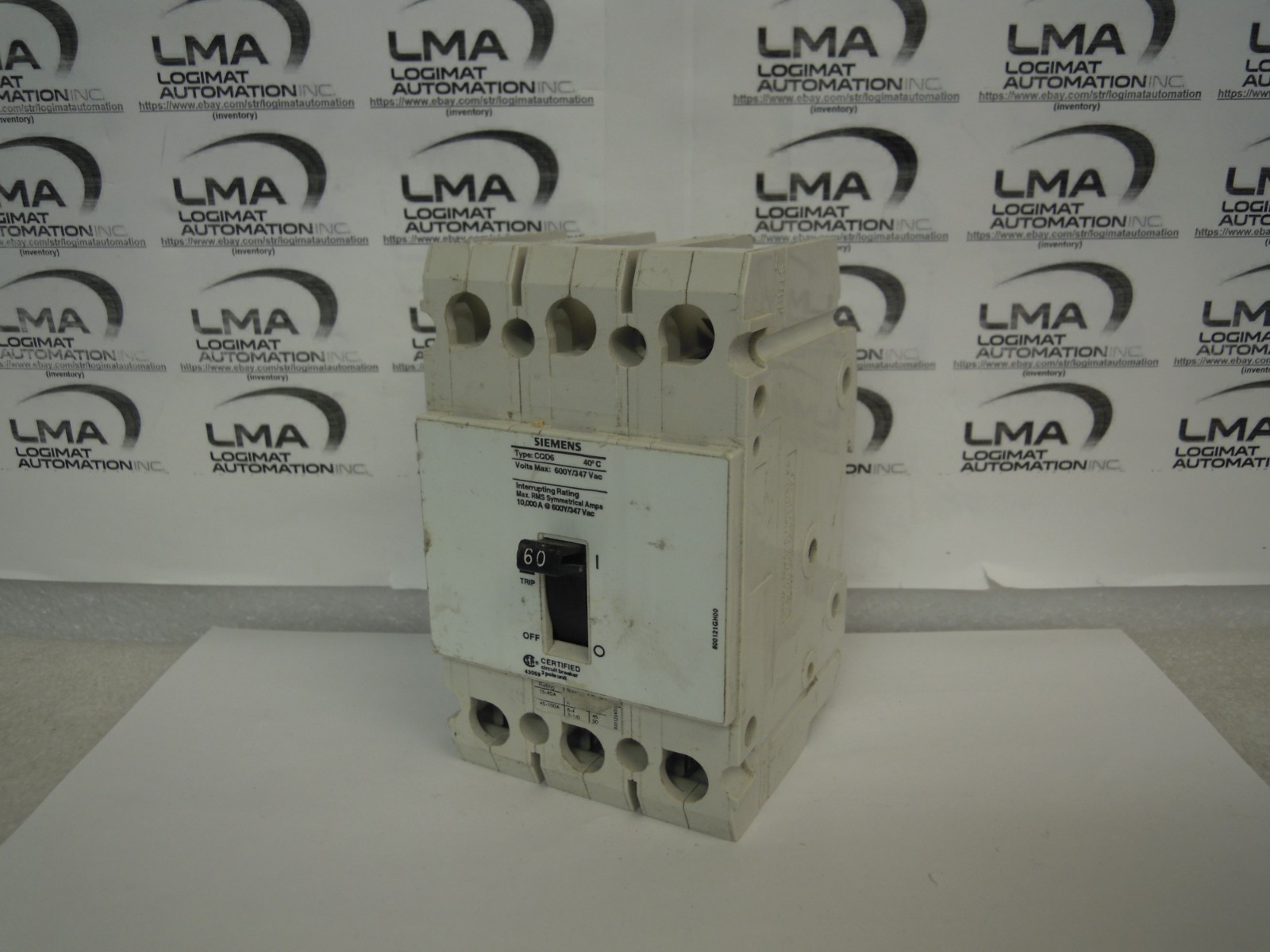 SIEMENS CQD6 CIRCUIT BREAKER 60A 3-POLE 600Y/347V CQD6360 MOLDED CASE