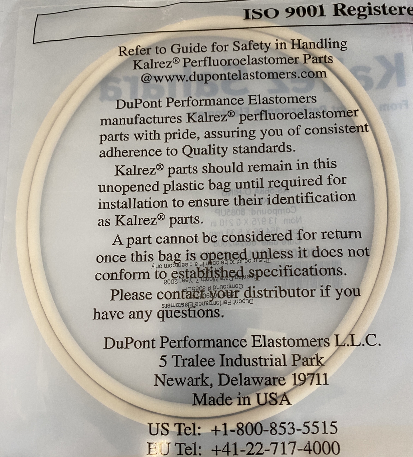 Kalrez K#383 O-Ring 8085UP 13.975 x 0.210 in 354.96 x 5.33 mm PN: AS-568A