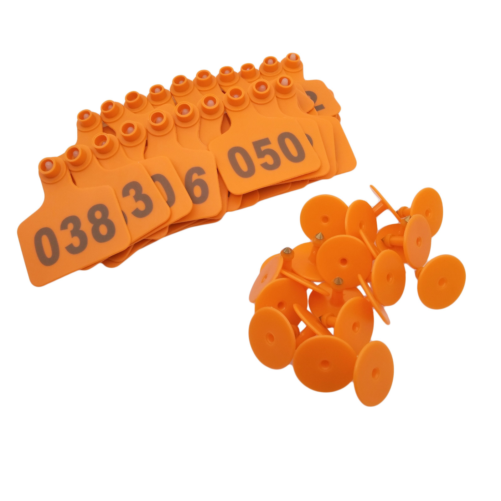 US Stock 100x Orange 001-100 Number Plastic Livestock Ear Tag 3″ x 2.4″ For Cow