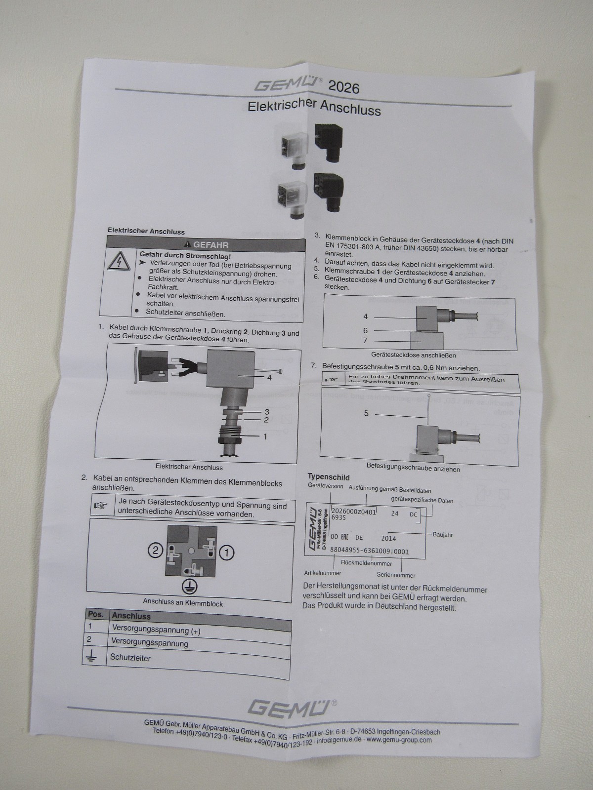 Gemu Type 0324 Electrically Operated Pilot Solenoid valve 4.5W 10 BAR 24V