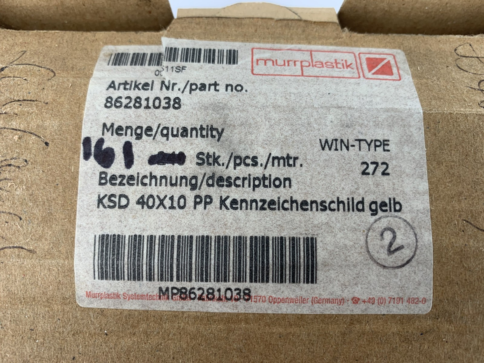 Murrplastik 86281038 KSD 40X10 PP Labelling KSD/KSB 161 Label Plates