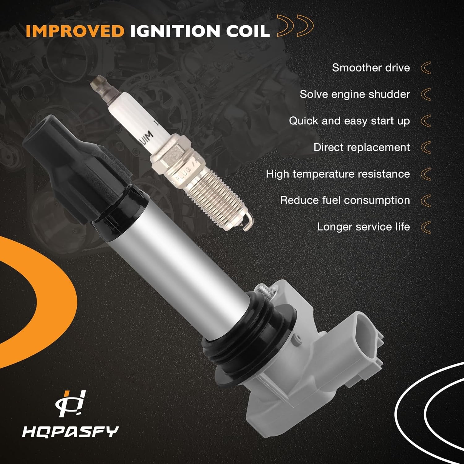 HQPASFY Ignition Coil Pack & Iridium Spark Plugs Set of 6 Compatible with Buick