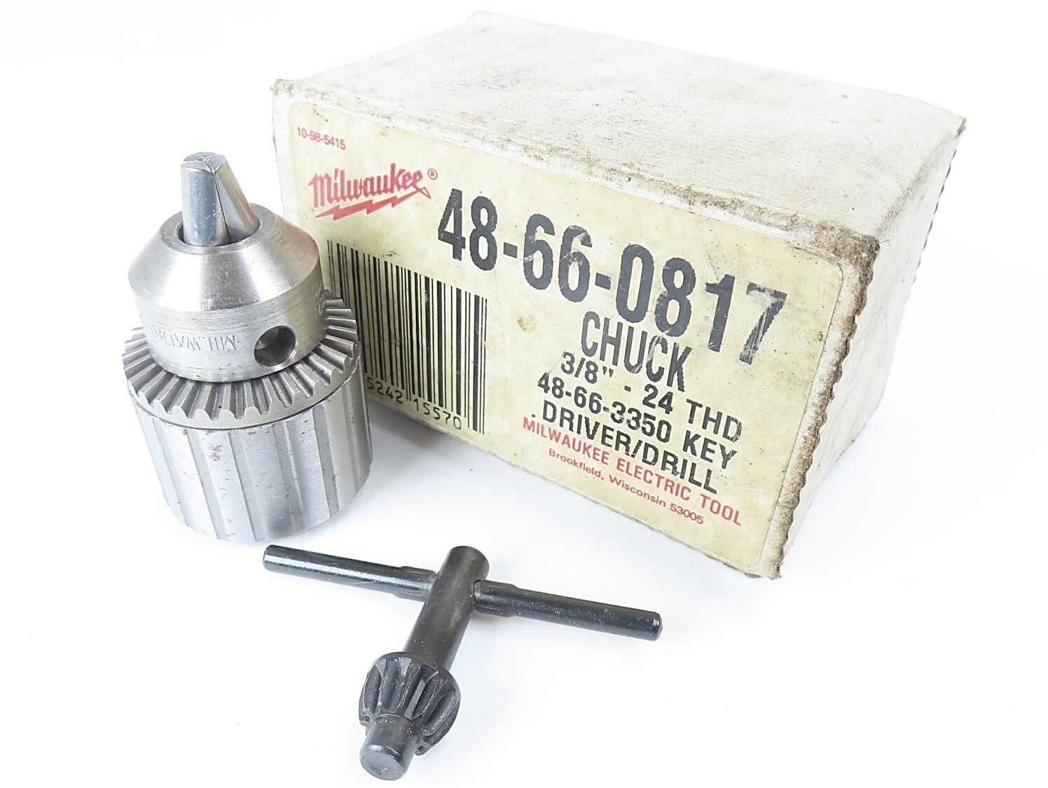 Milwaukee 48-66-0817 3/8″-24 Thd Chuck and Key (NOS) Read Desc NEW IN BOX