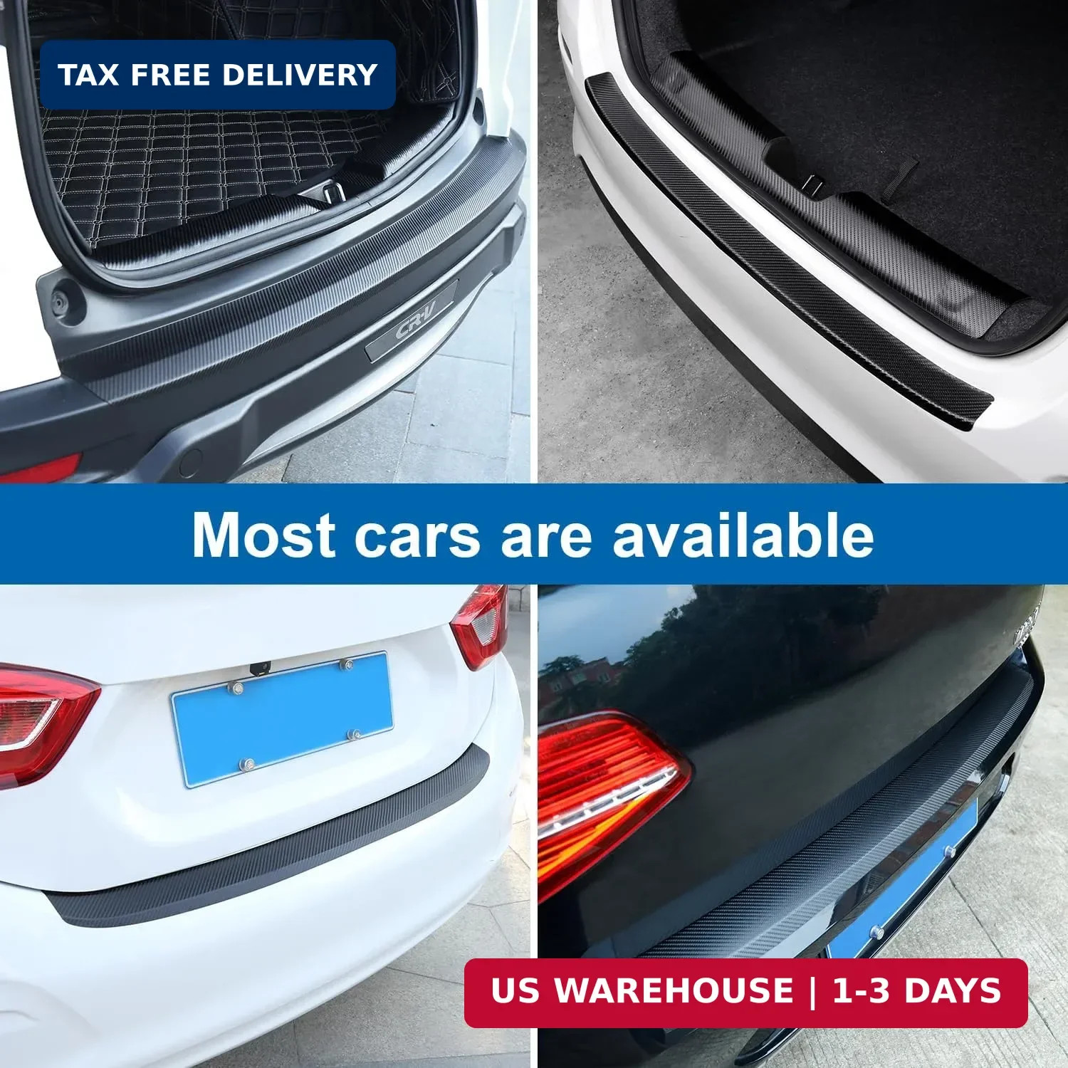 Universal Rear Bumper Protector, 40×3.14 Inches Carbon Fiber Textured Anti-Scrat