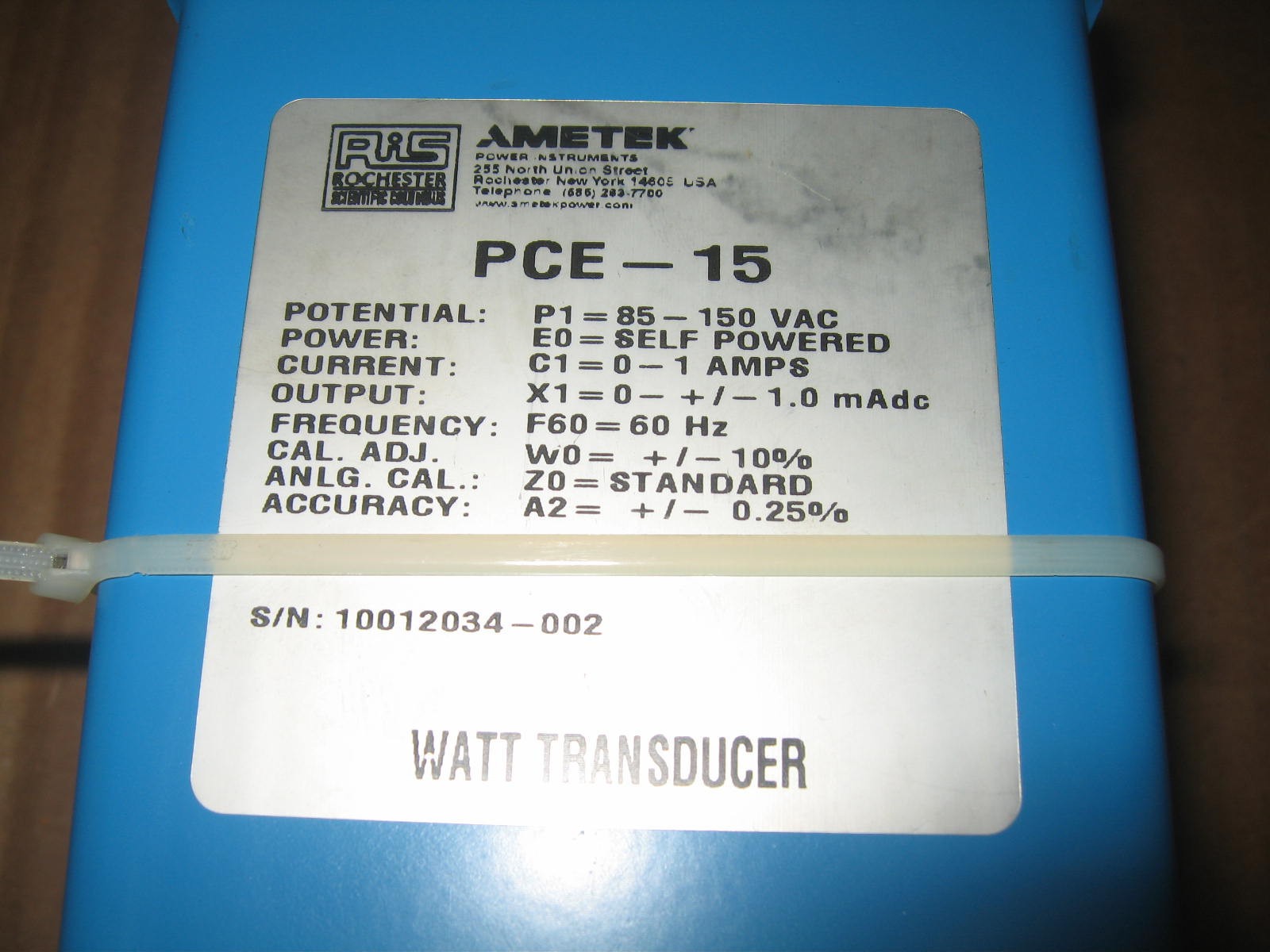 AMETEK RIS PCE-15 Watt Transducer 85-150VAC