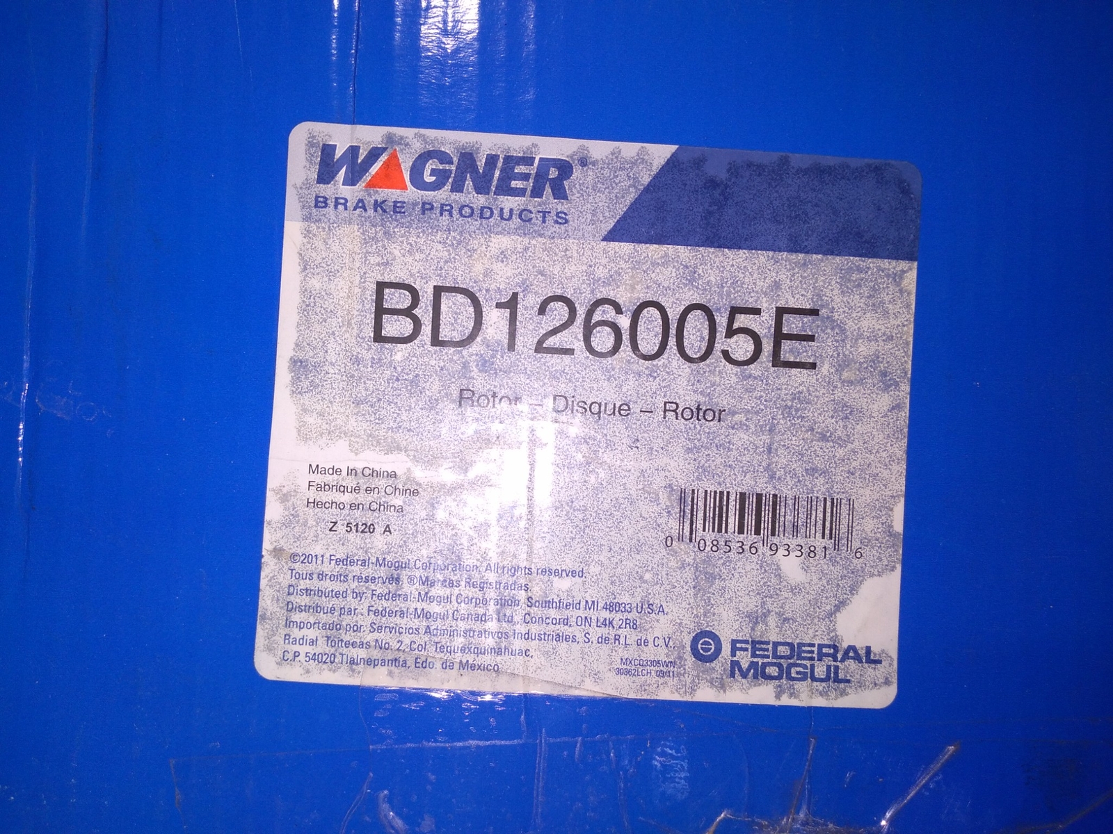 WAGNER BRAKE BD126005E ROTOR