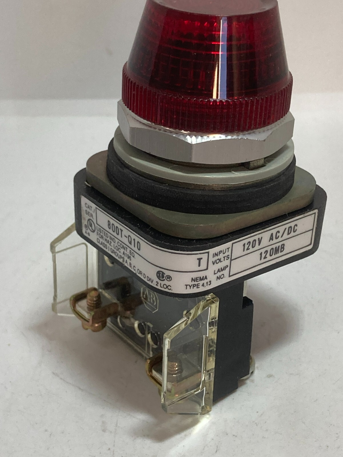 ALLEN BRADLEY 800T-Q10R PILOT LIGHT RED 120V 120VAC/DC SERIES T NNB