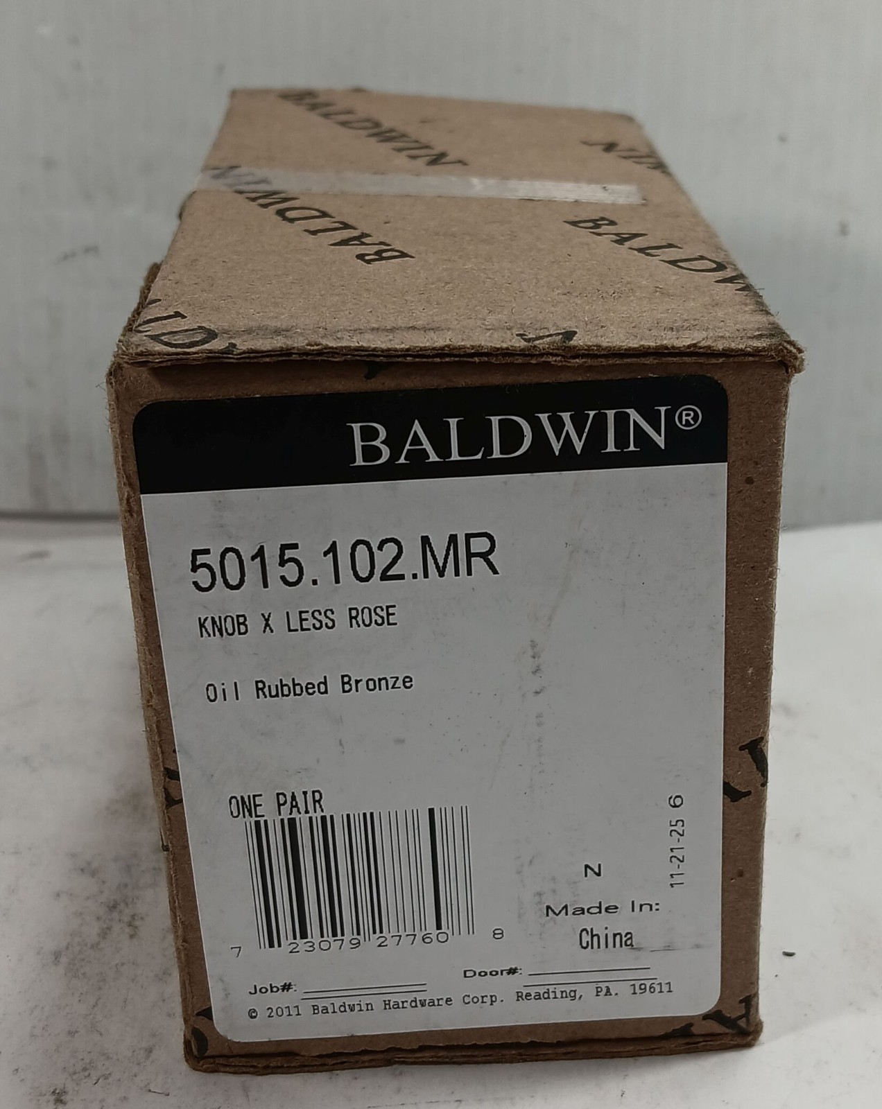 1 NEW BALDWIN 5015102MR OIL-RUBBED BRONZE DOORKNOB PAIR NIB ***MAKE OFFER***