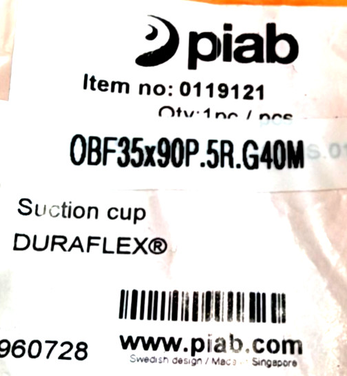 NEW LOT OF 4 PIAB OBF35X90P.5R.G40M SUCTION CUP 0119121
