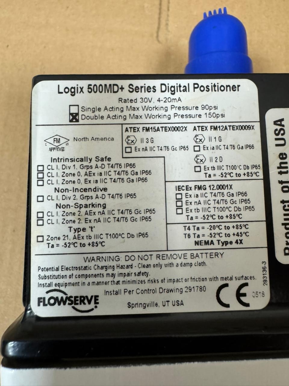 Flowserve / Logix 500MD+ / Digital Positioner / 520MD+37-W1D300-GM3-0000