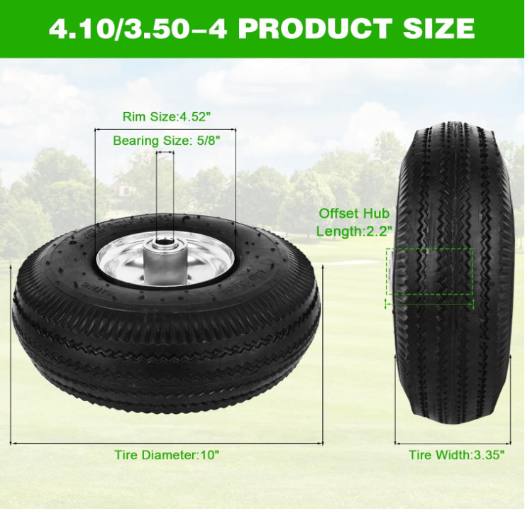 Hand Truck Replacement Tires 4.10/3.50-4 Heavy Duty Pneumatic Wheels 10 Inches