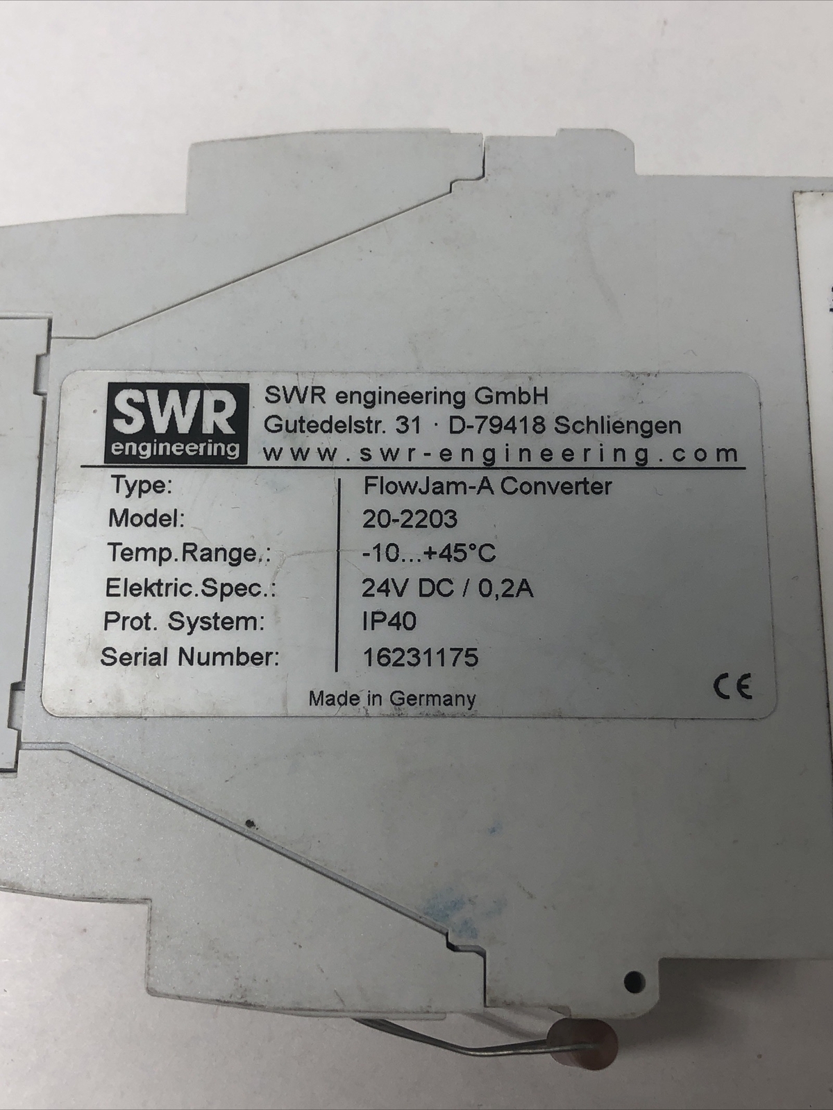 Used SWR Engineering 20-2203 FlowJam-A Converter, -10…+45 deg C