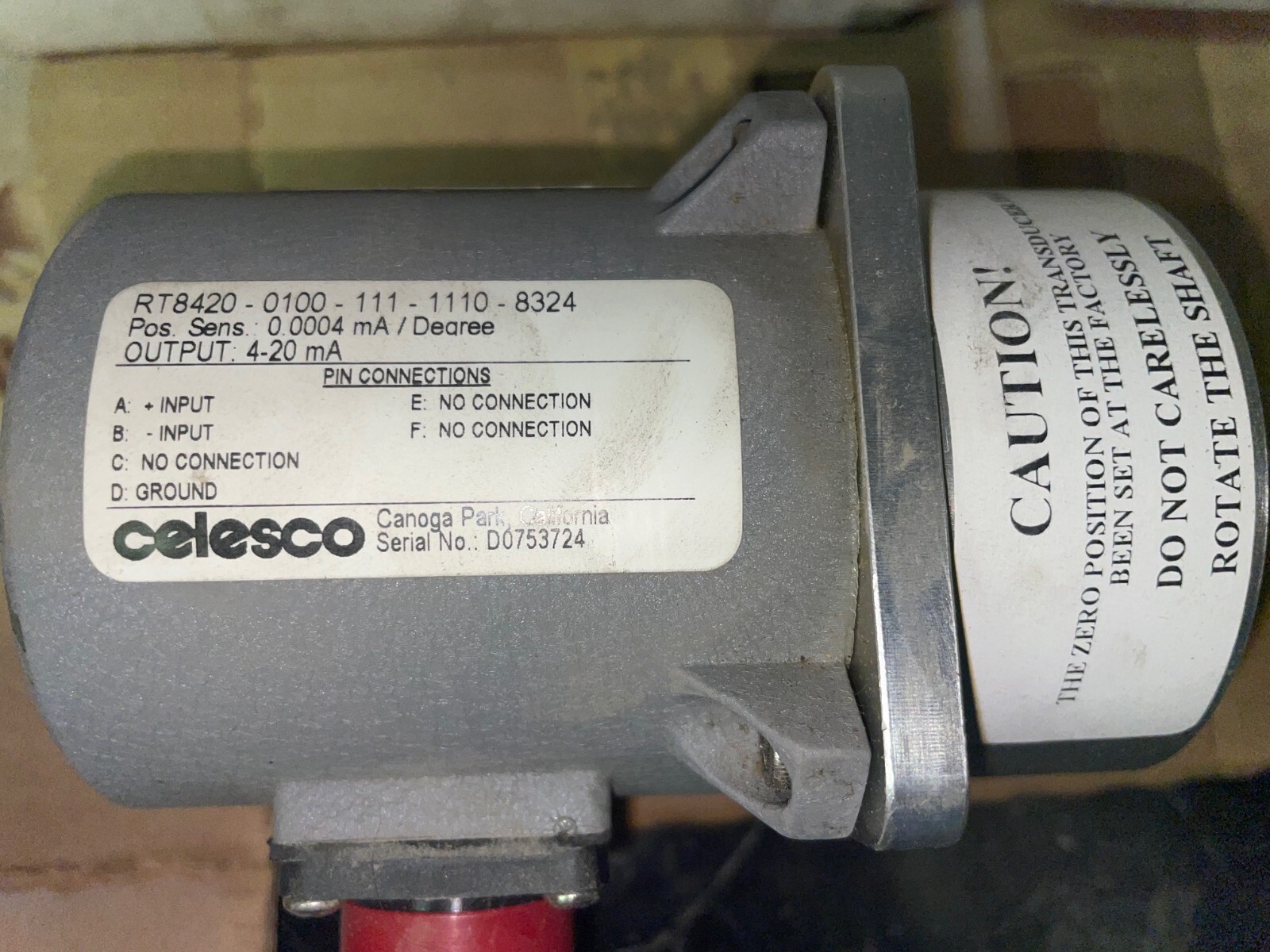 Celesco RT8420-0100-111-1110 Rotational Transducer 4-20 mA Output