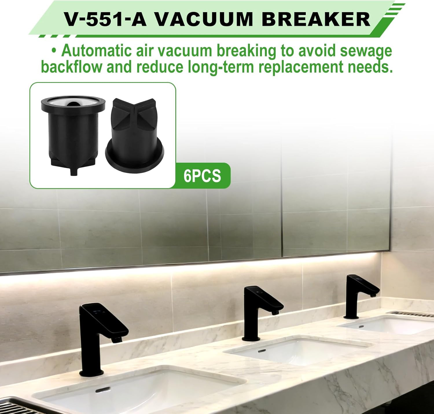 6Pcs V-551-A Vacuum Breaker Repair Kit Compatible with Sloan Regal Flushometers,