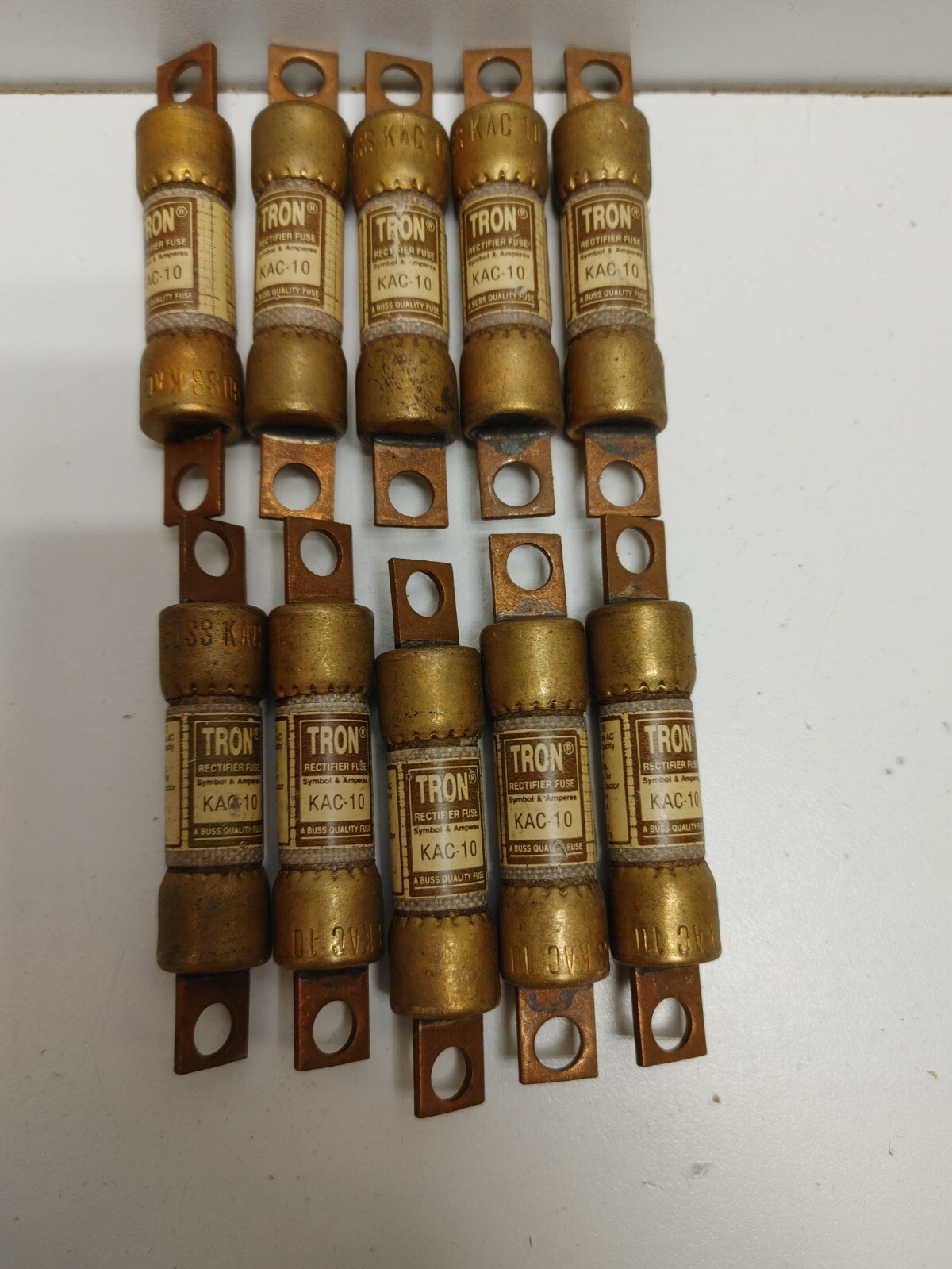 LOT OF 10 NEW OLD STOCK! BUSSMANN TRON 10A 600V RECTIFIER FUSES KAC-10