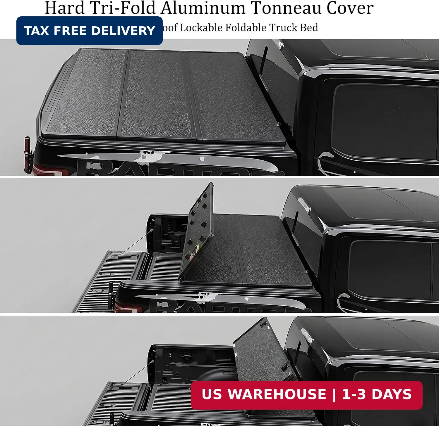 Hard TRI-FOLD Truck Bed Tonneau Cover Compatible with Jeep Gladiator 2020-2026 5
