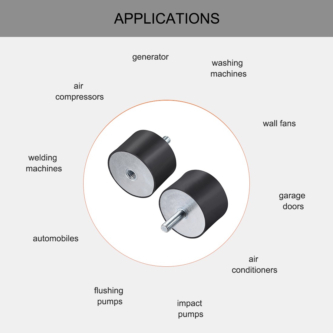 75mmx50mm M12 Male Female Rubber Mounts Vibration Isolators Shock Absorber