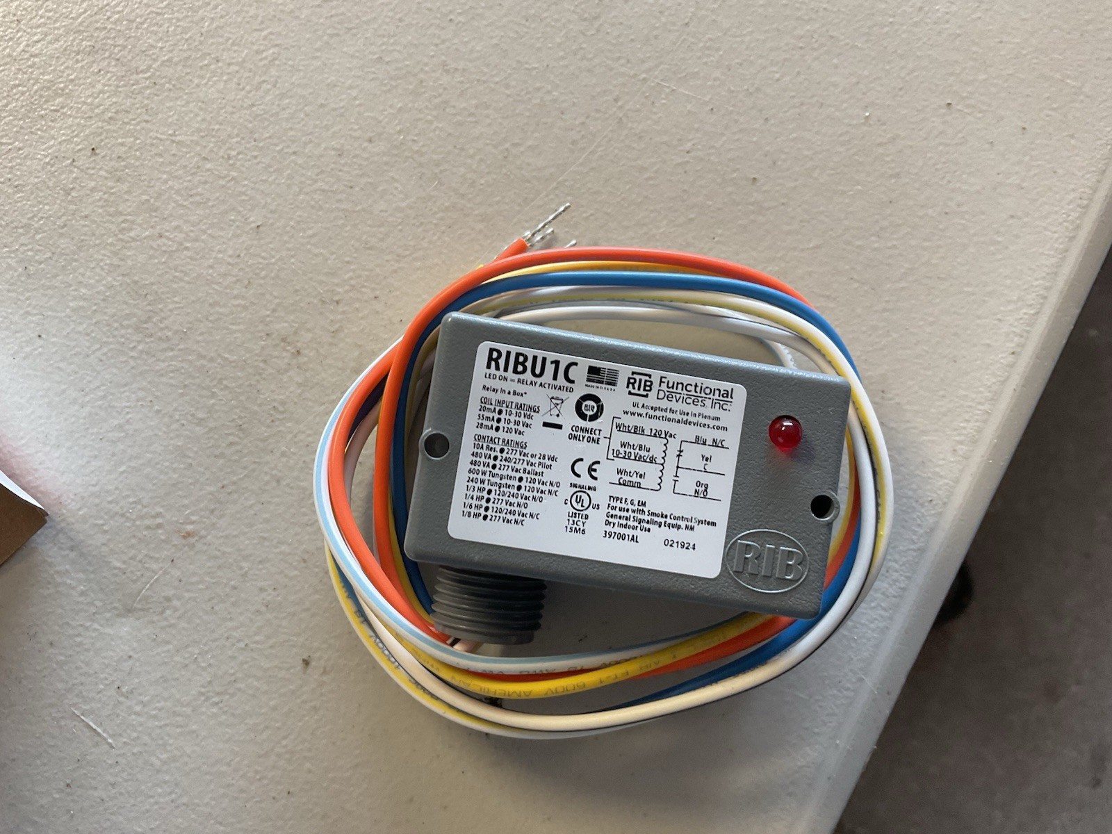 Functional Devices INC/Rib Prewired Relay 10 to 30VAC/DC 120VAC 10A 277V 10A 28V